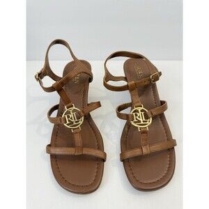 Lauren Ralph Lauren Wedge Sandals With Tan Leather Straps Size 8.5B